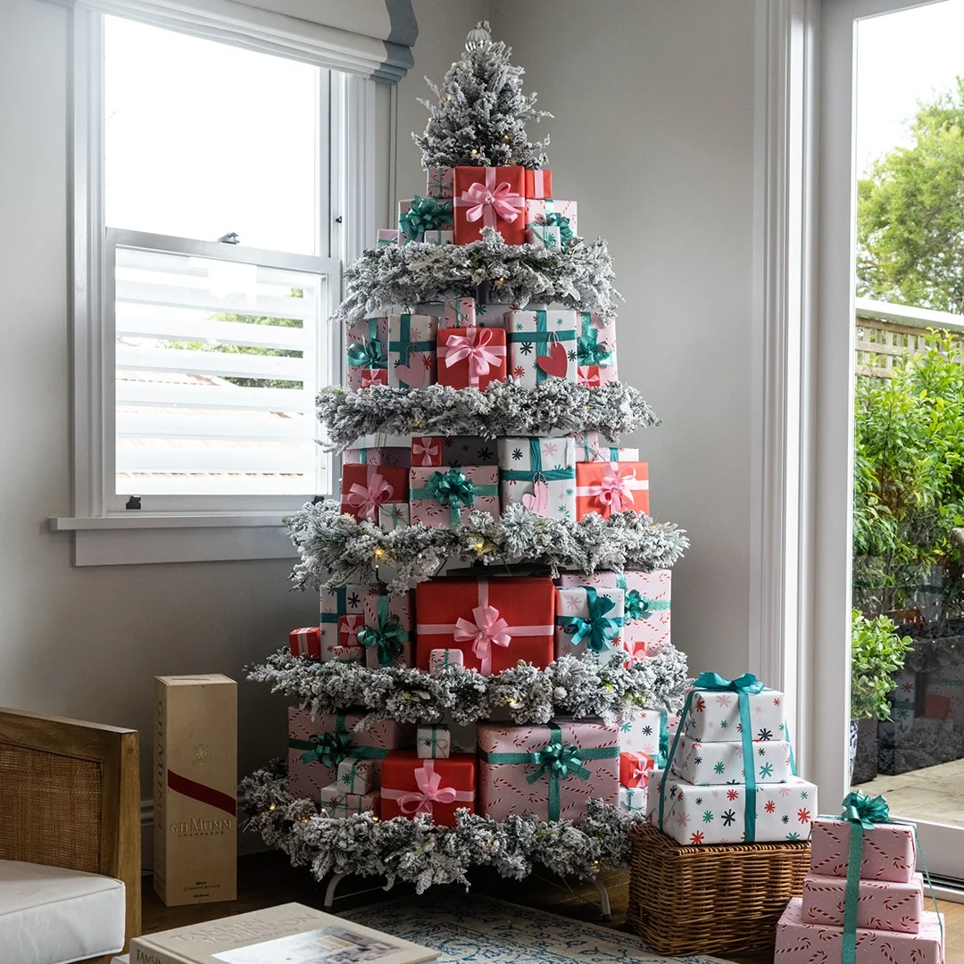 Holiday Celebration Trees ad: Gift display tree