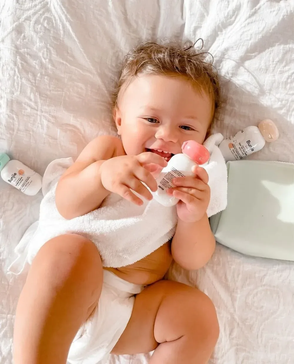 Baby with Bunjie bath products